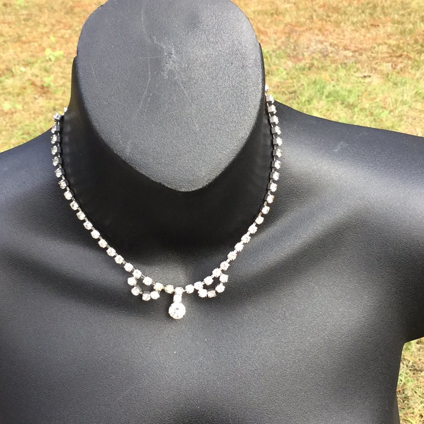 Estate Vintage Rhinestone Choker Fun Necklace